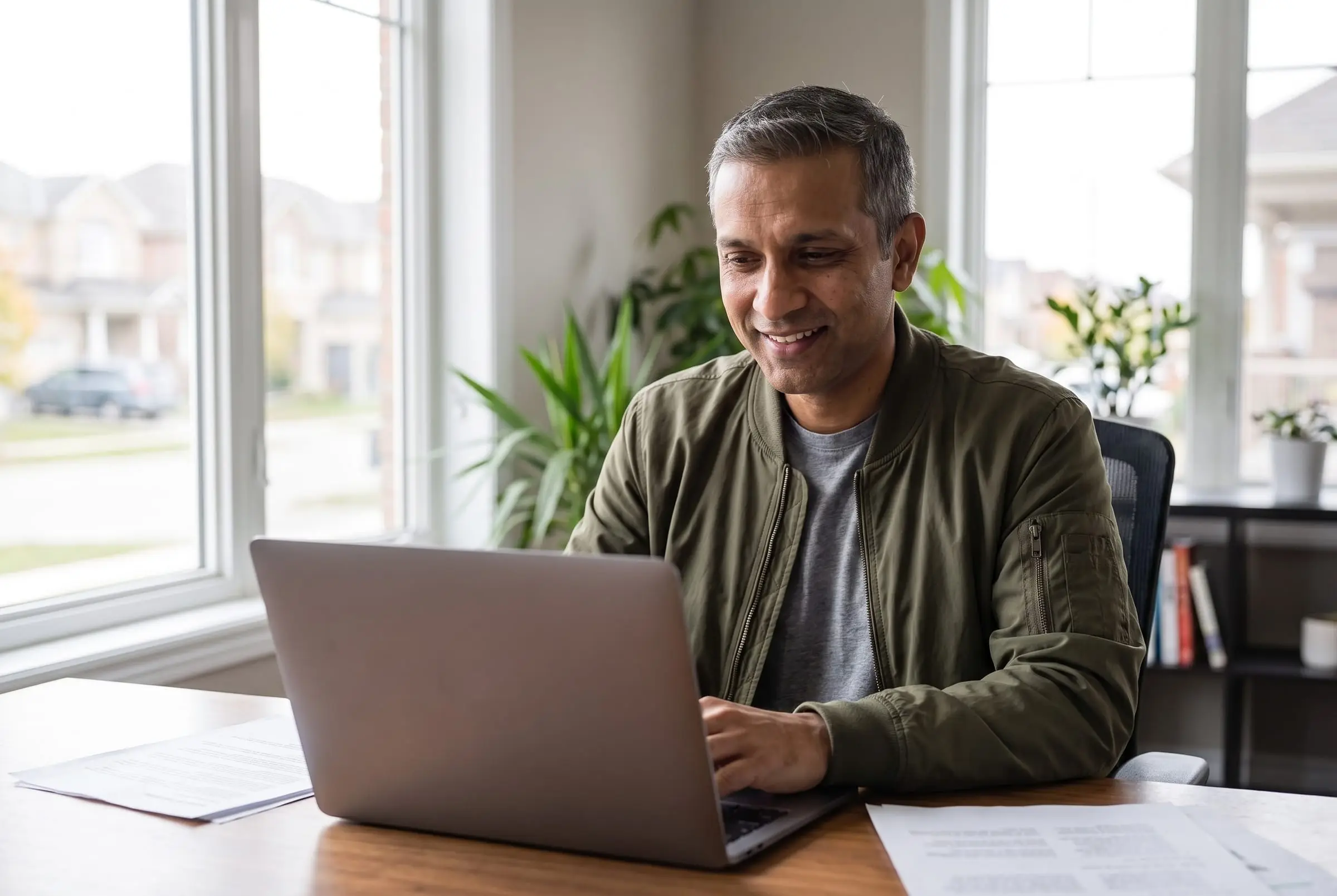Arjun Mehta working at his desk