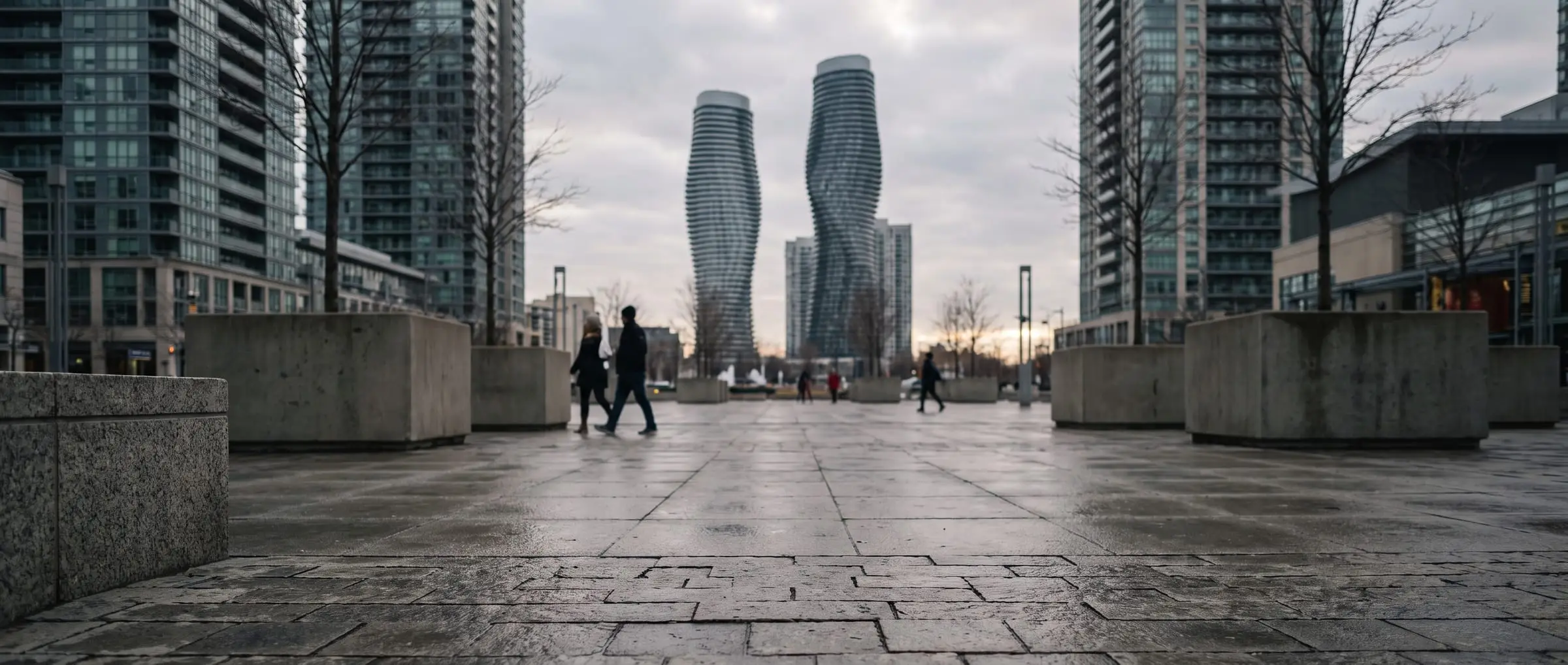 Mississauga city centre with its towers and public square